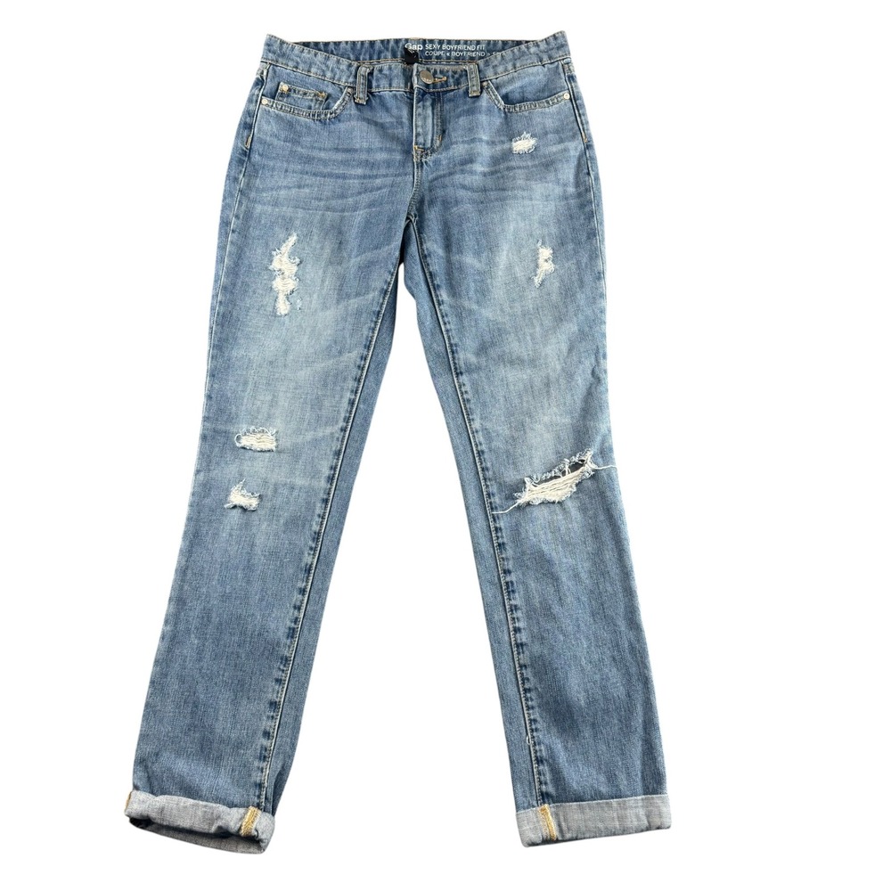 Gap Sexy Boyfriend Fit Distressed Medium Wash Denim Jeans Women Size 0/25R